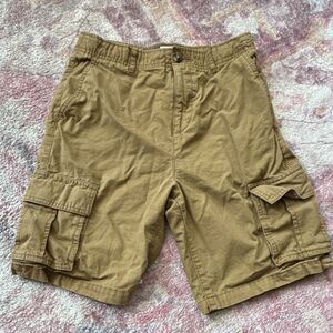 Old Navy Boys Brown Cargo Shorts Size 14 100% Cotton Adjustable Waist Zip